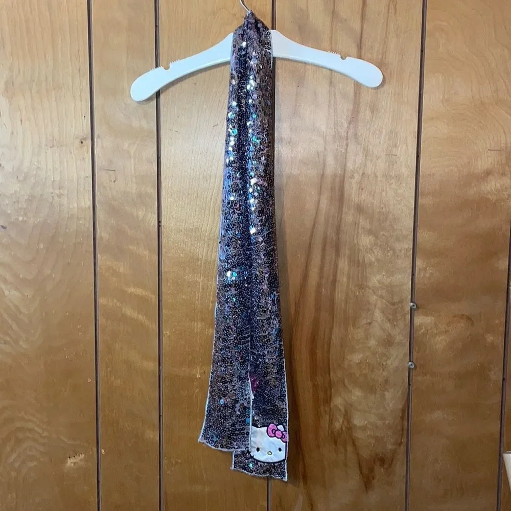 •SARIO• HELLO KITTY SILVER SEQUINED BELT/SCARF WITH EMBROIDERED HELLO KITTY. O/S